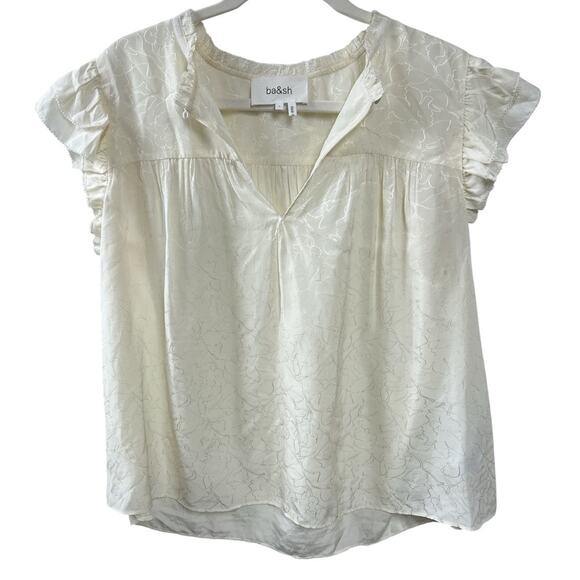 Ba&sh Solstice Flutter Top in Ecru Size Large Gently Used Quiet Luxury Workwear - Picture 3 of 7